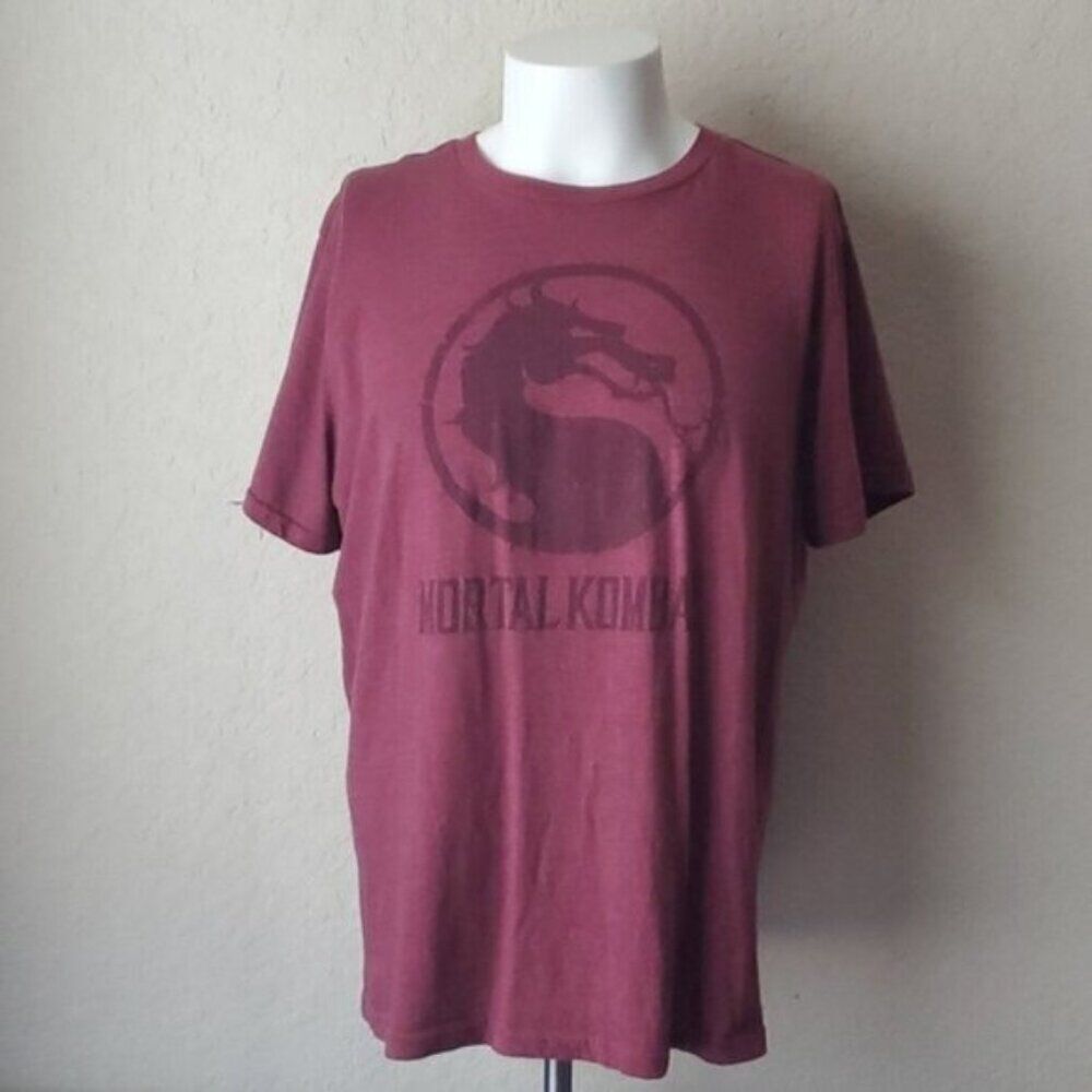 Mortal Kombat Klassic Dragon Logo Graphic T-Shirt Men's 2XL Maroon Midway